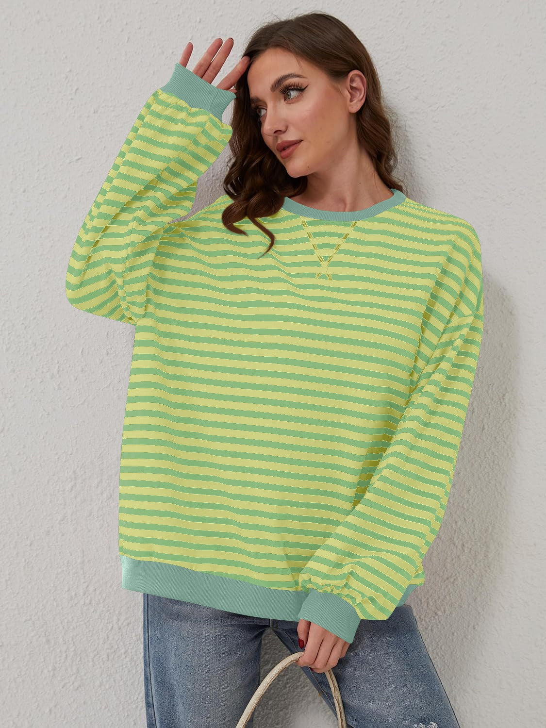 Preorder: Lovelet Contrast Striped Oversized Pullover