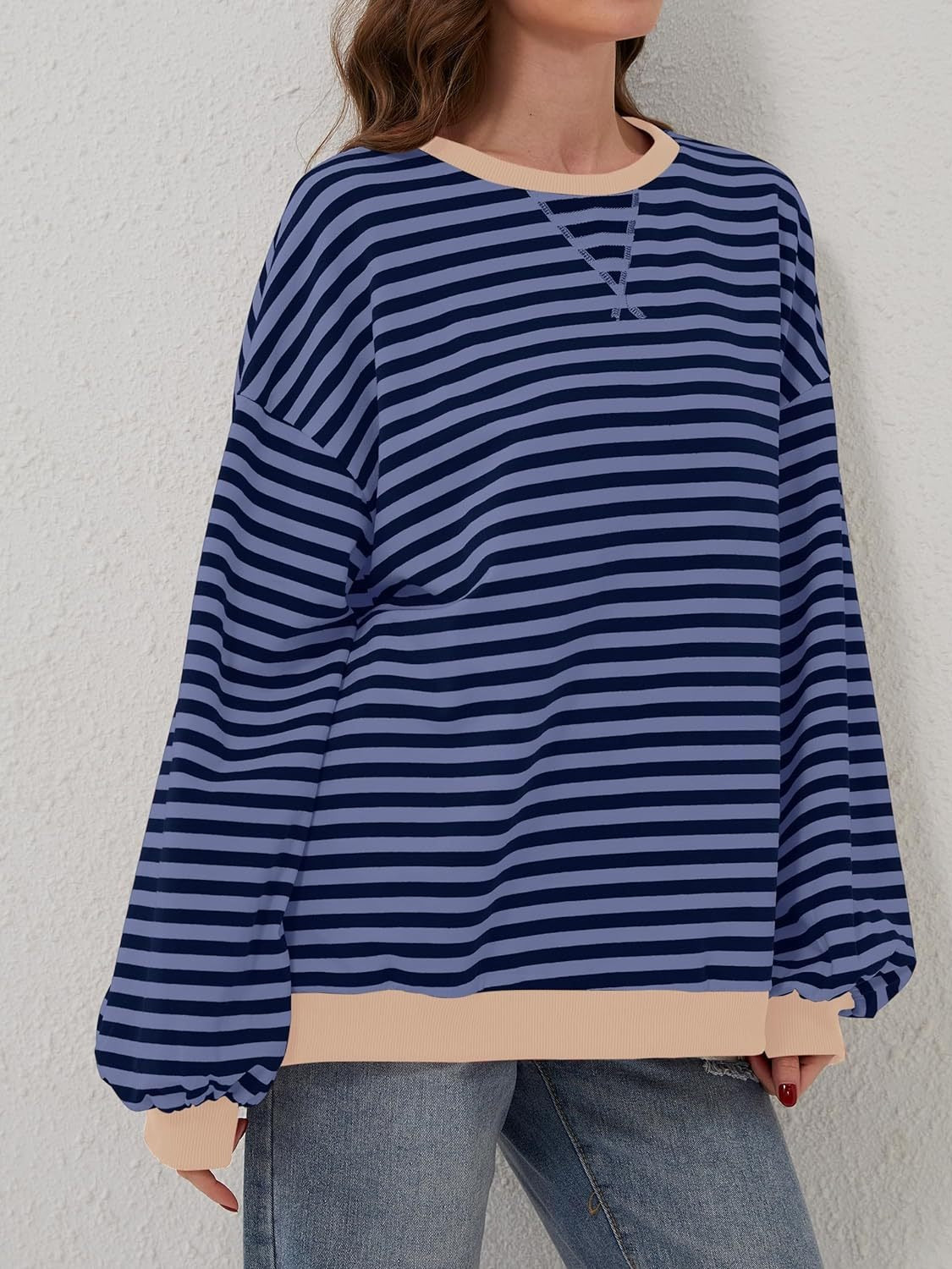 Preorder: Lovelet Contrast Striped Oversized Pullover