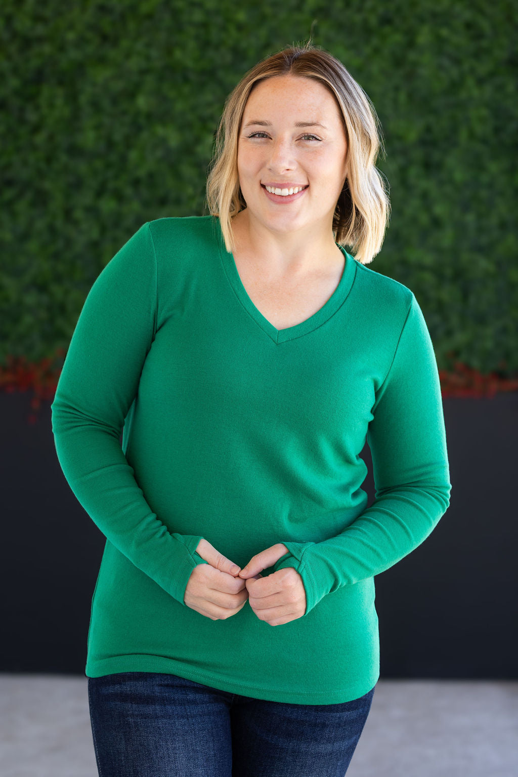 Michelle Mae Leah Long Sleeve Top - Green