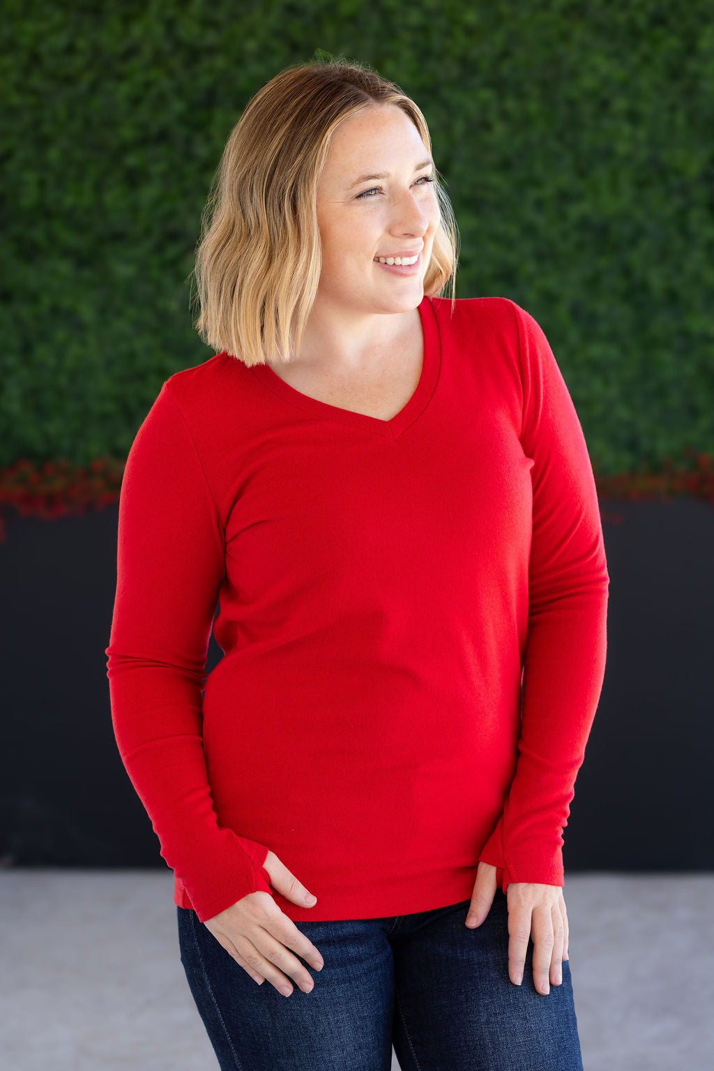 Michelle Mae Leah Long Sleeve Top - Red