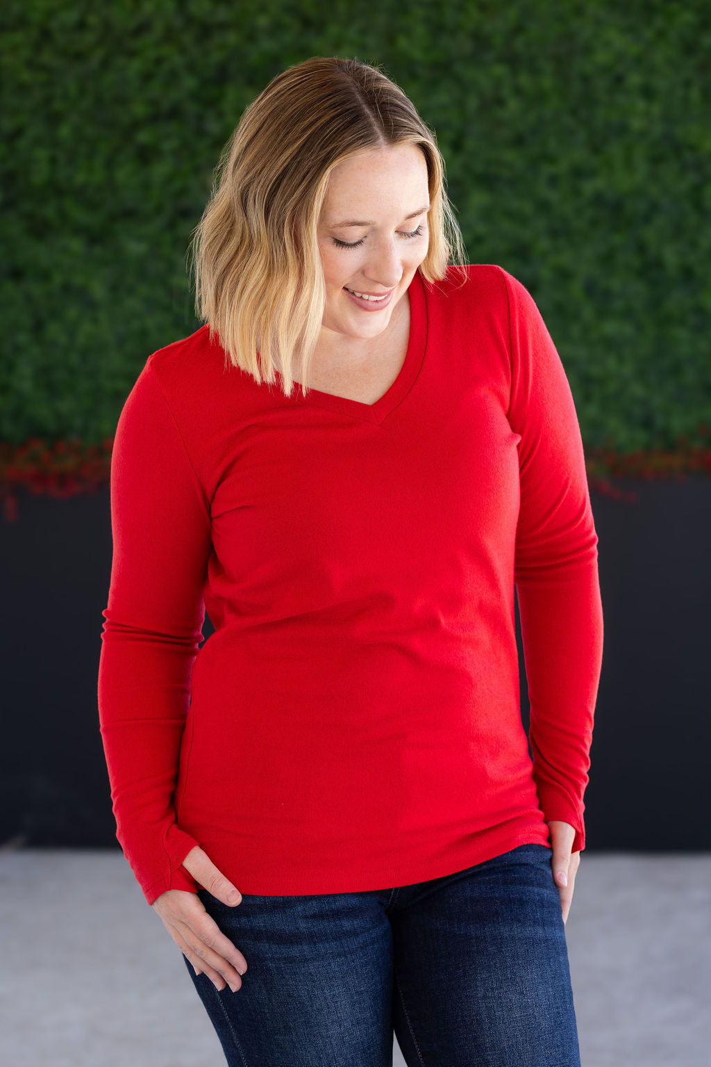 Michelle Mae Leah Long Sleeve Top - Red