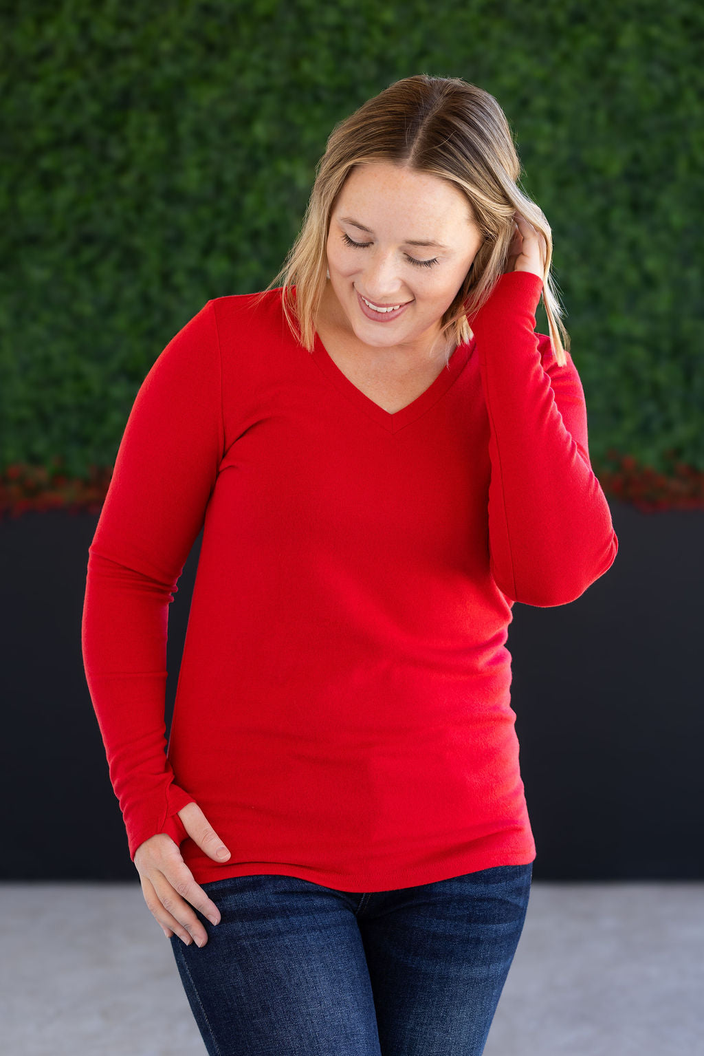 Michelle Mae Leah Long Sleeve Top - Red