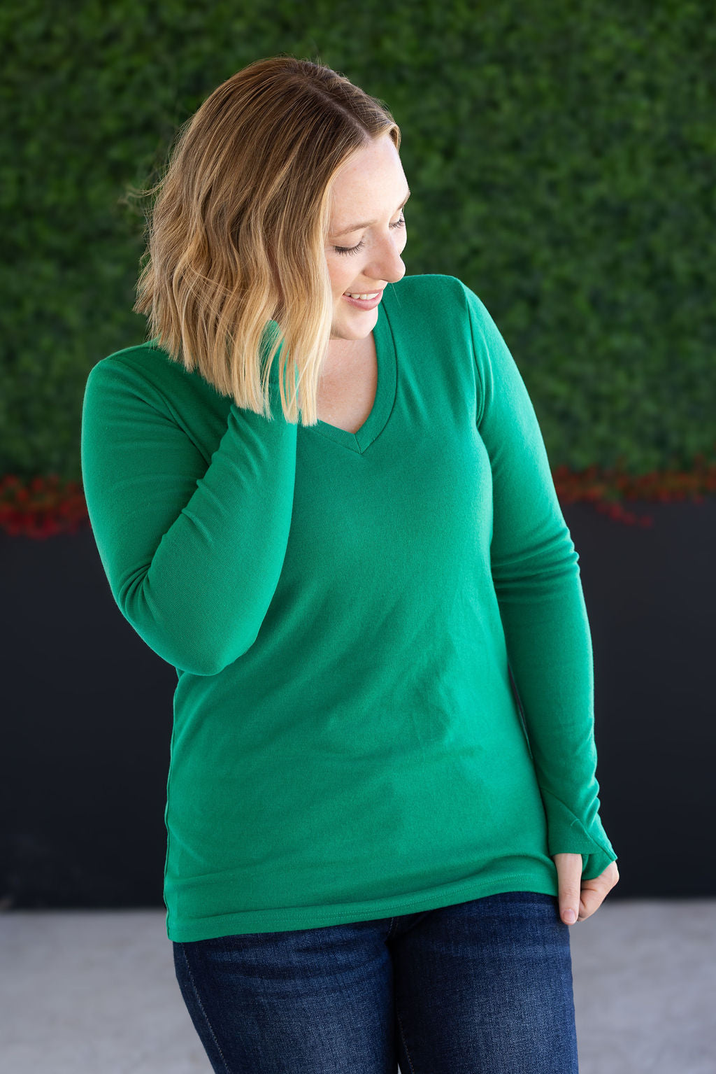 Michelle Mae Leah Long Sleeve Top - Green