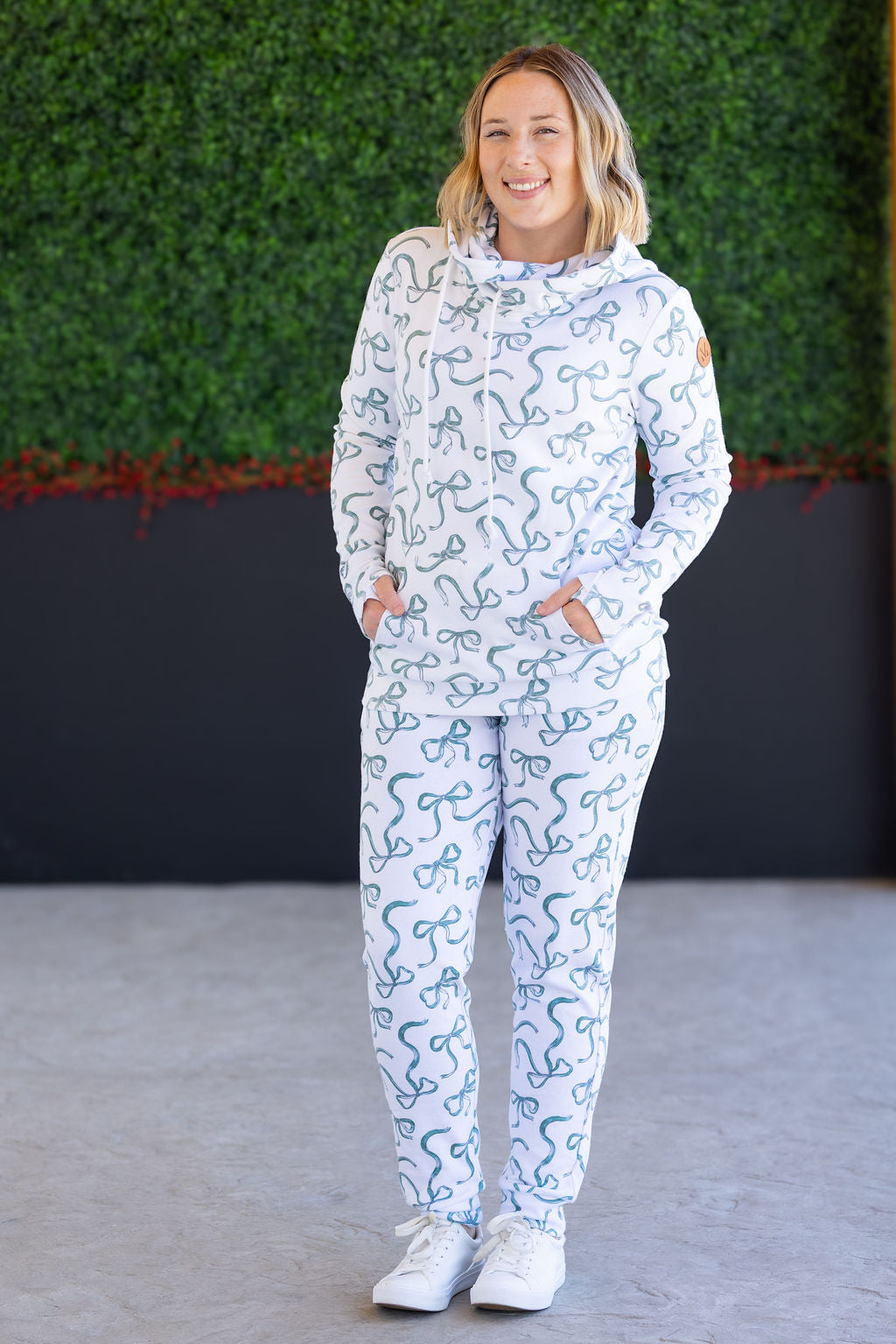 Michelle Mae Classic Joggers - Green Ribbons