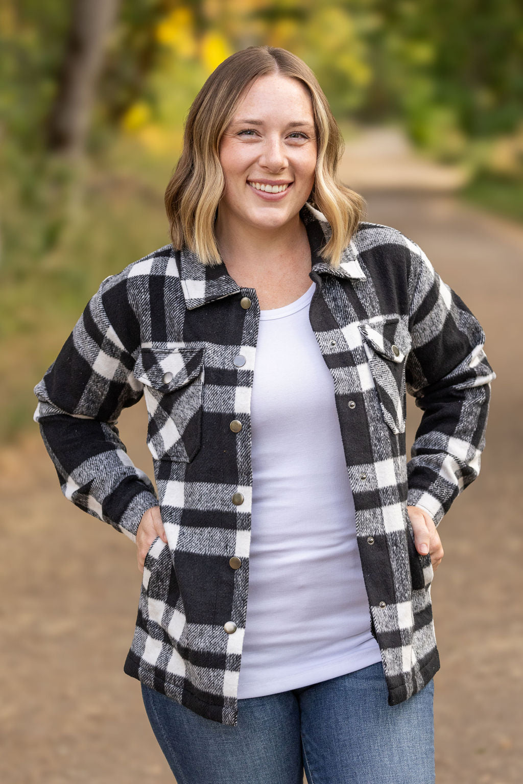 IN STOCK Norah Plaid Shacket - Classic Black and White