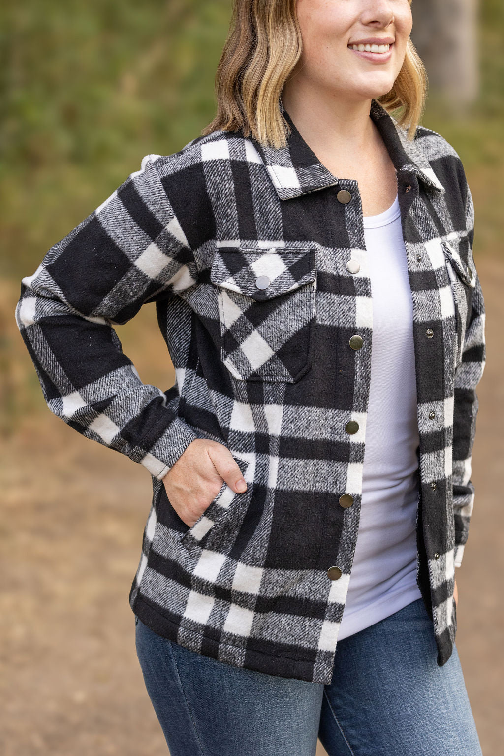 IN STOCK Norah Plaid Shacket - Classic Black and White