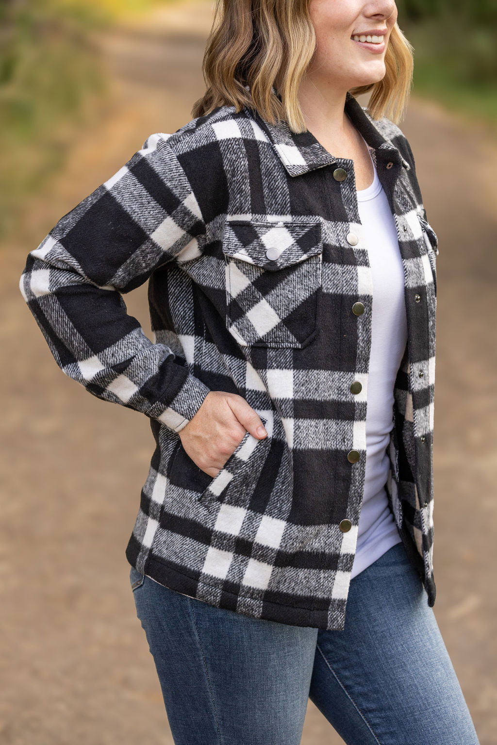 IN STOCK Norah Plaid Shacket - Classic Black and White