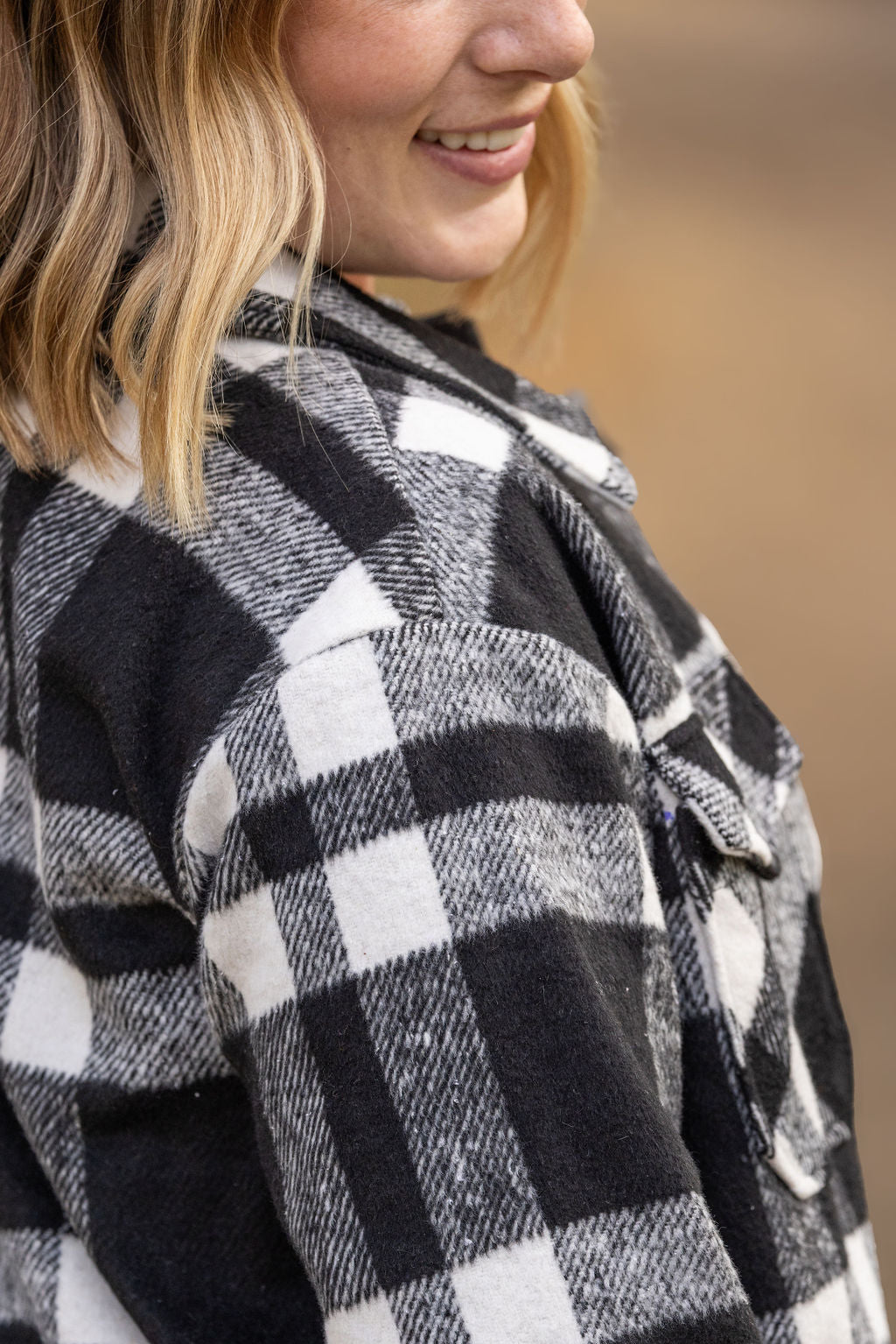 IN STOCK Norah Plaid Shacket - Classic Black and White