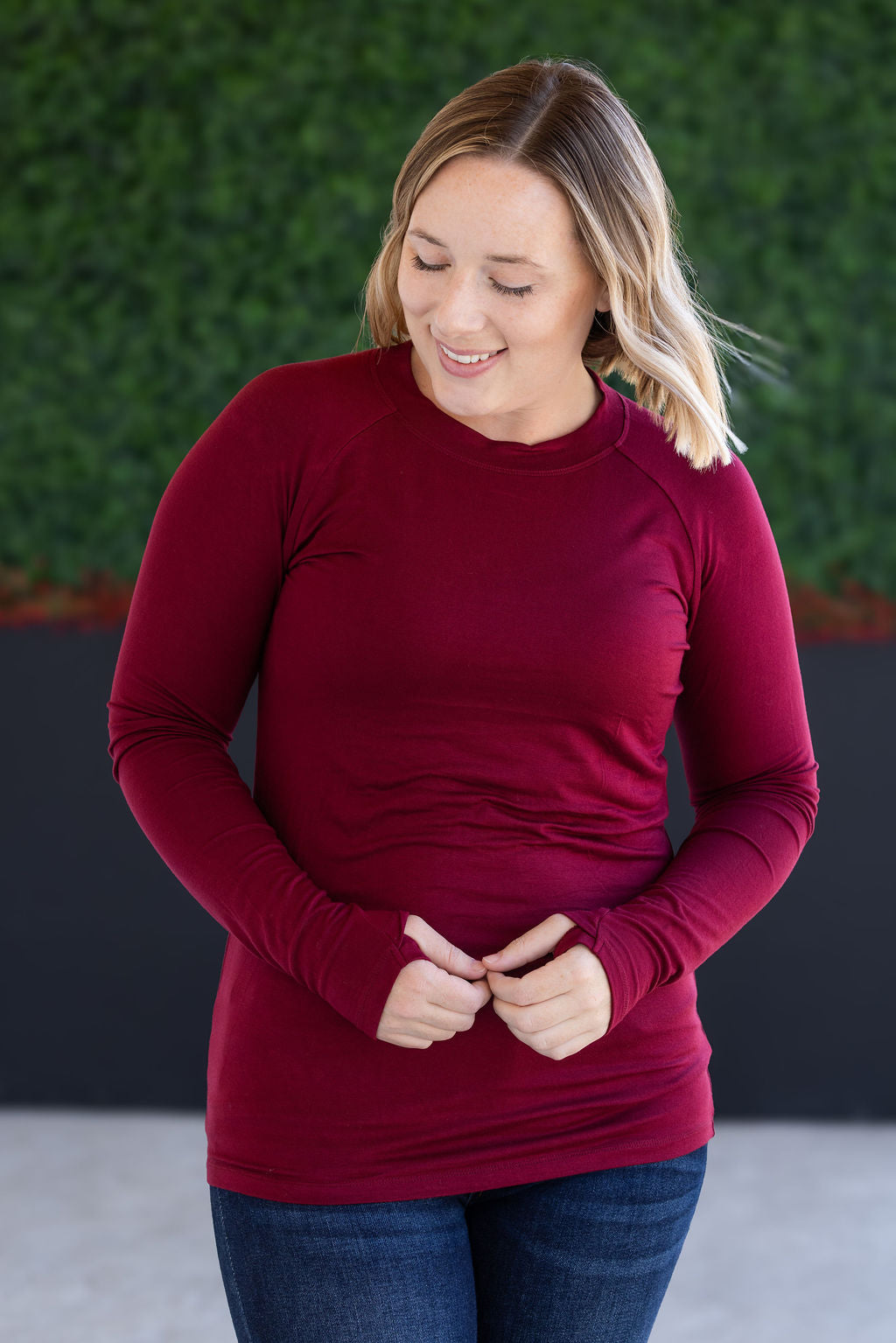 Michelle Mae Blair Long Sleeve Top - Burgundy