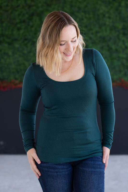 Michelle Mae Alyssa Long Sleeve Top - Hunter Green