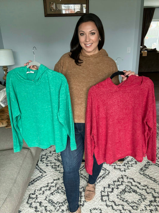 Doorbuster: Hooded Melange Brushed Hacci Sweater in 3 colors