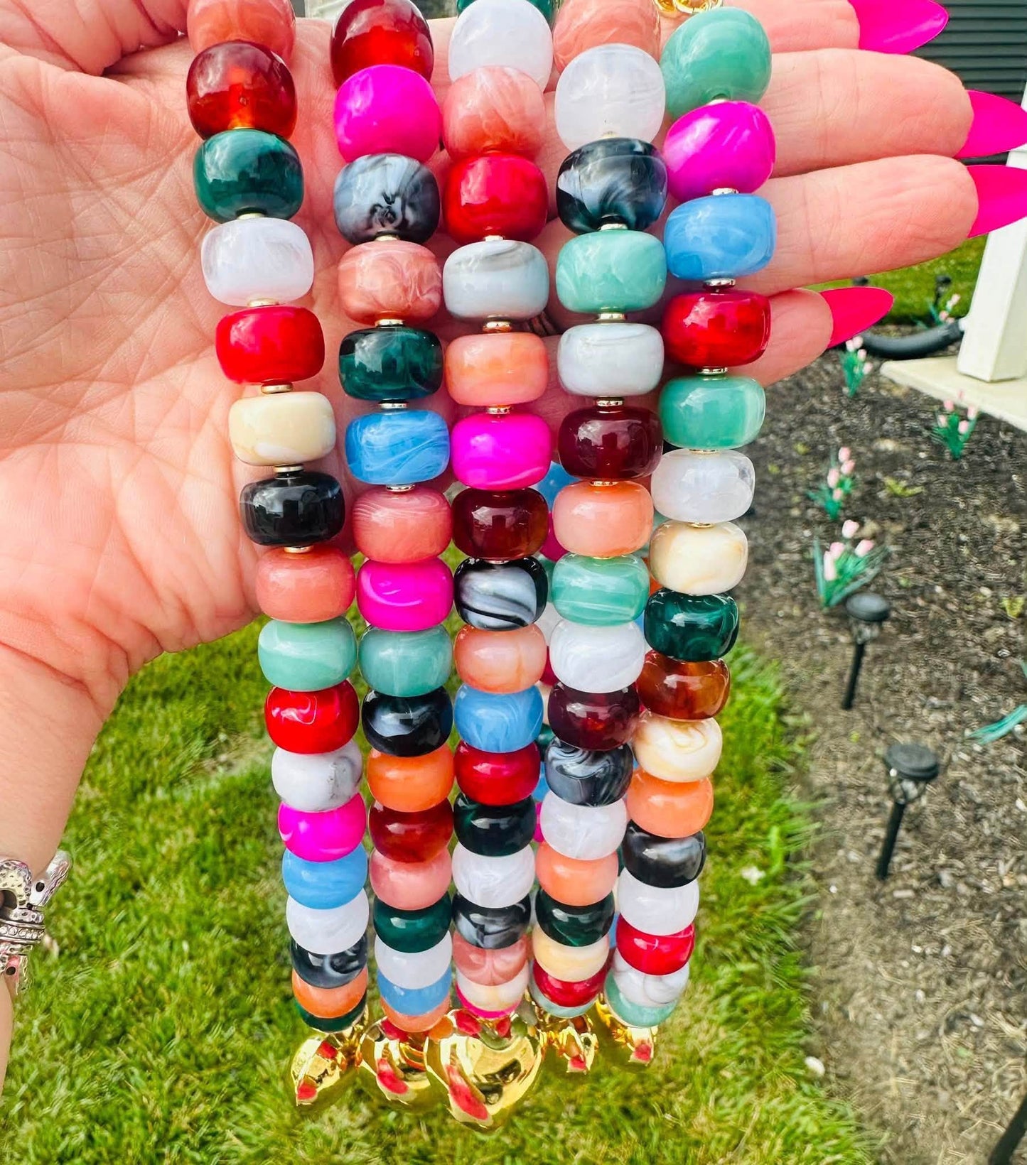 Preorder: Colorful Heart Charm Beaded Necklace