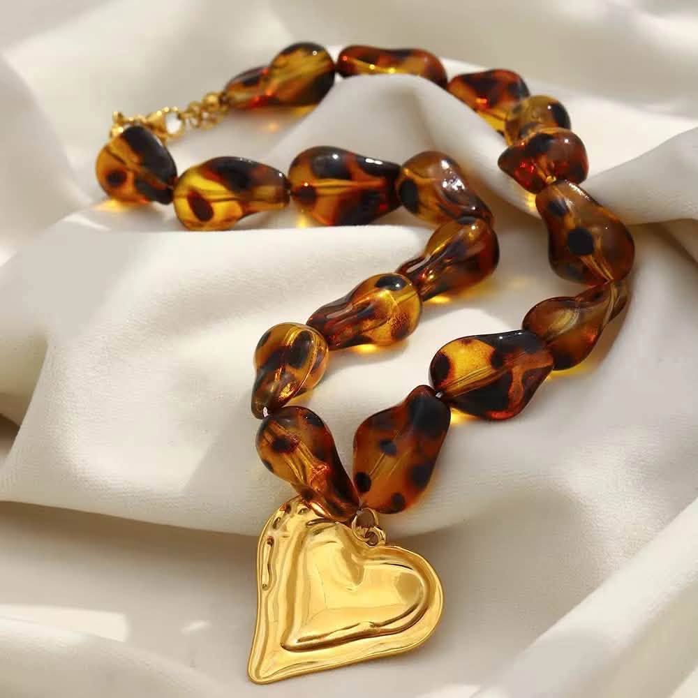 Preorder: Tortoise Luxe Heart Statement Necklace