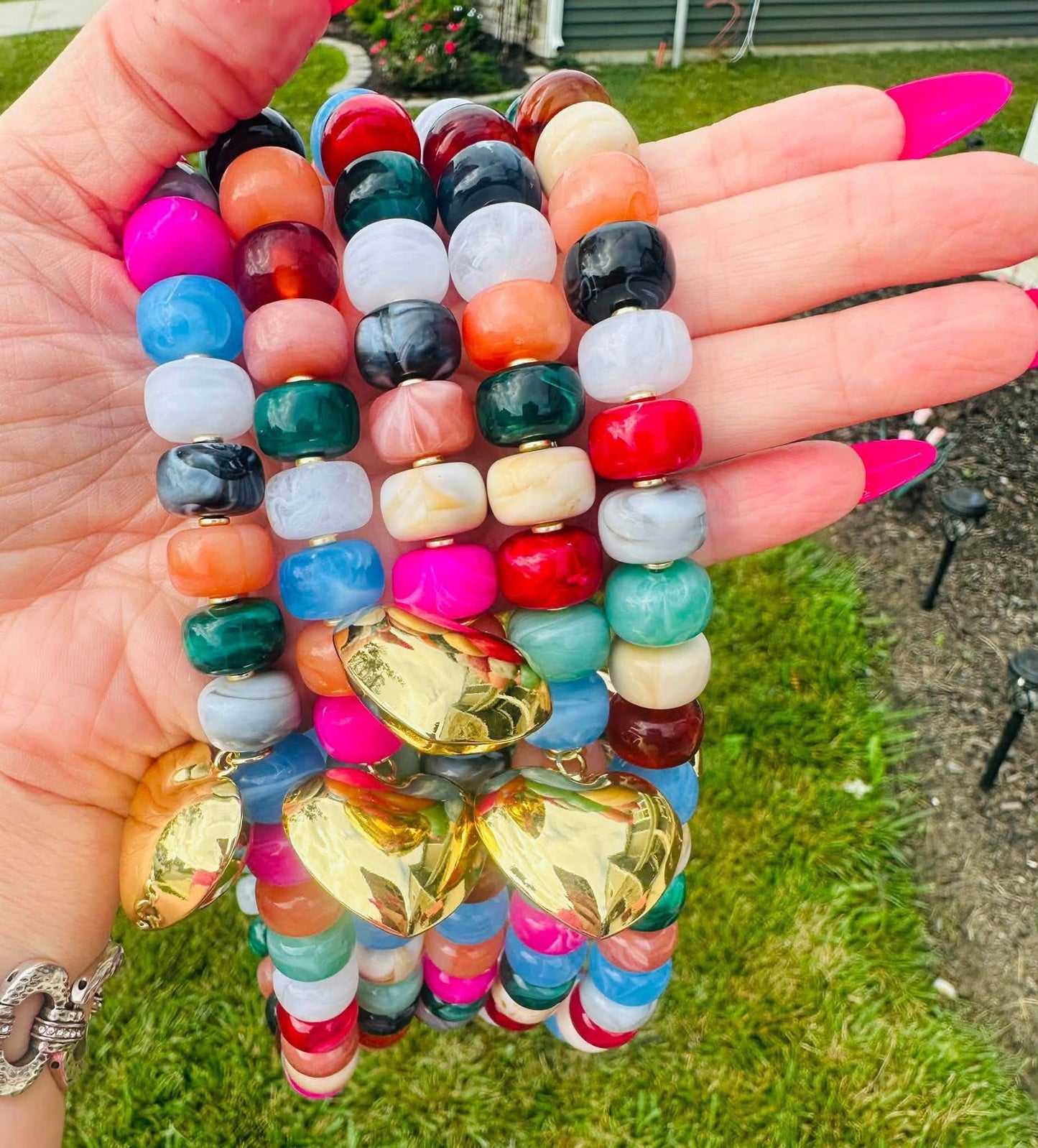 Preorder: Colorful Heart Charm Beaded Necklace