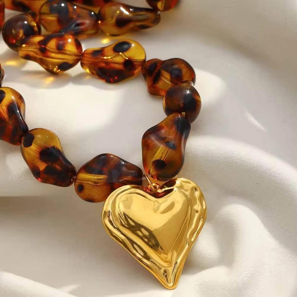 Preorder: Tortoise Luxe Heart Statement Necklace