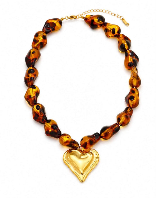 Preorder: Tortoise Luxe Heart Statement Necklace