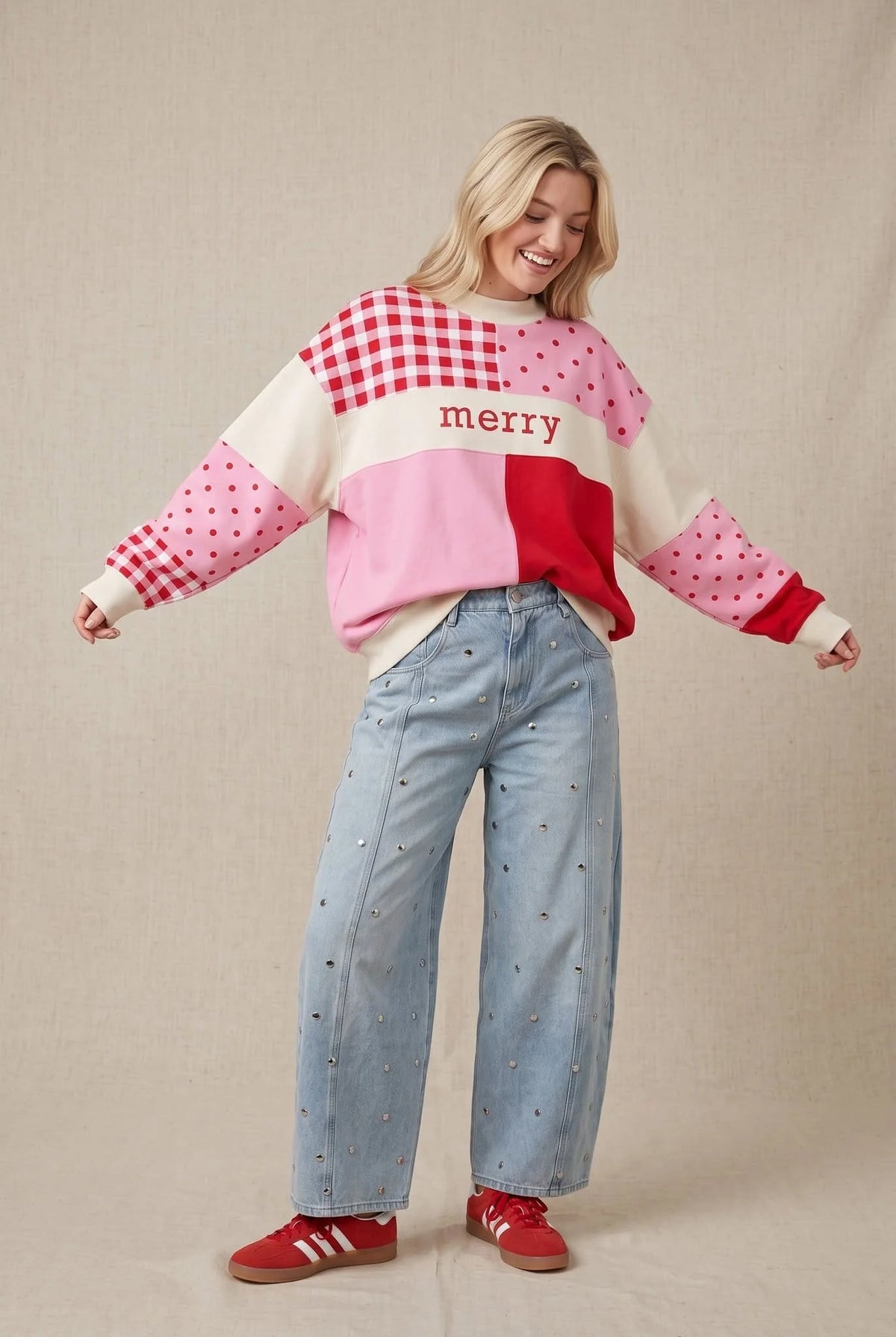 PREORDER  Christmas Merry Colorblock Mock Neck Sweatshirt