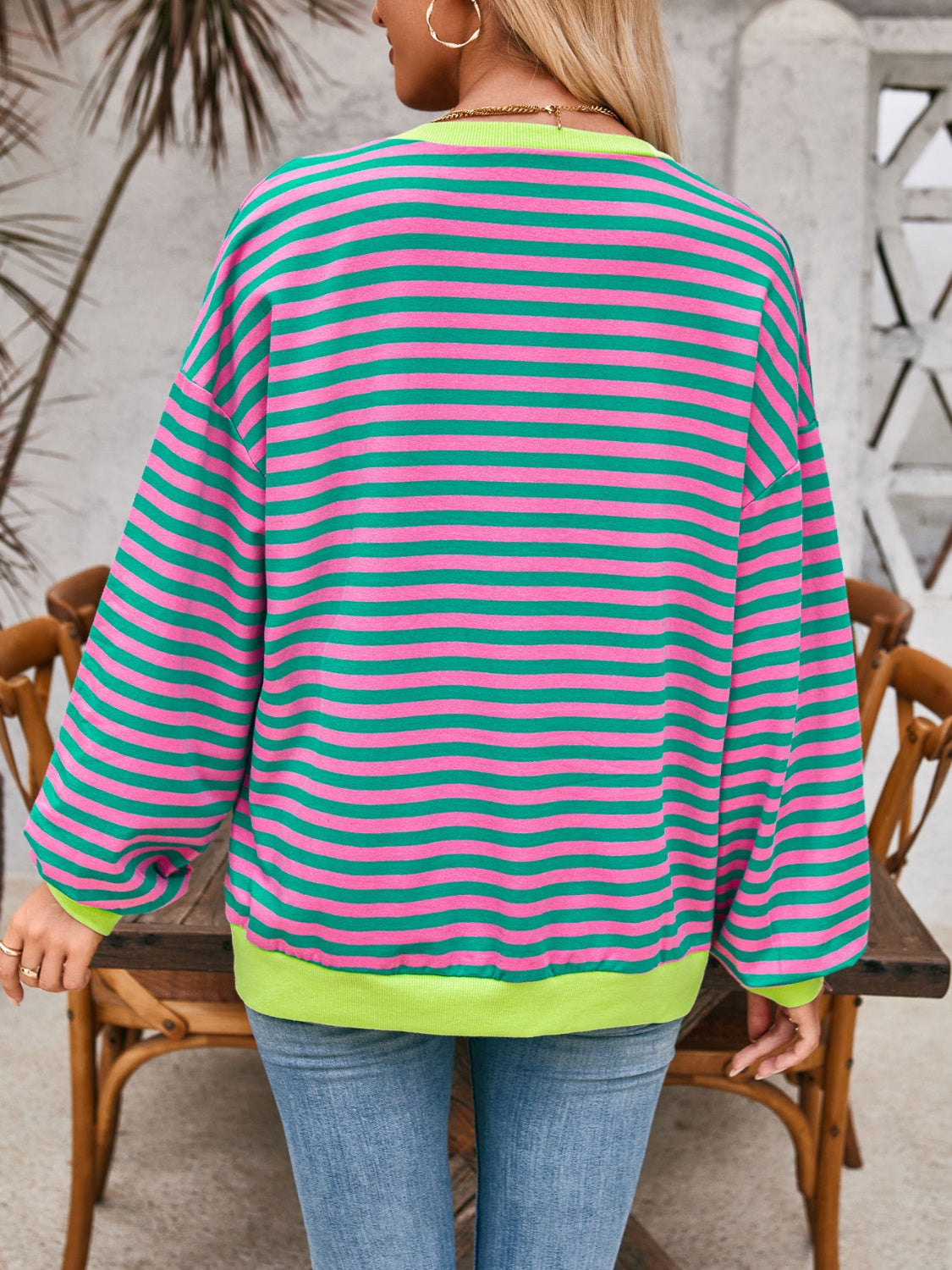 Preorder: Lovelet Contrast Striped Oversized Pullover