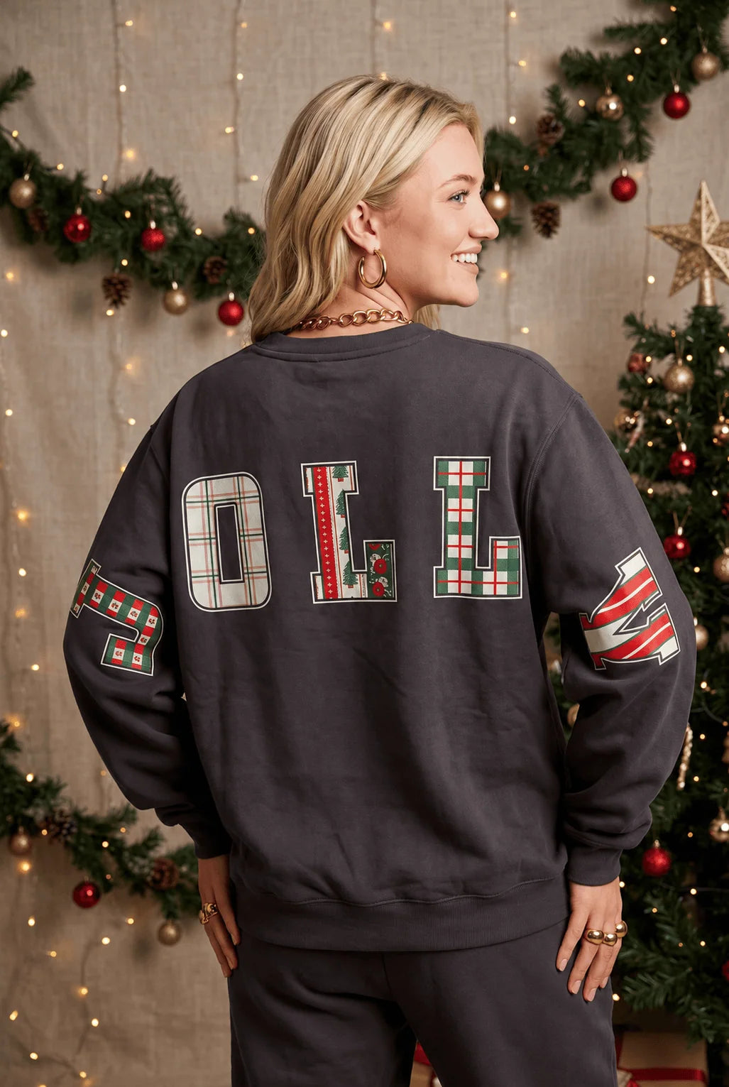 PREORDER Holly Jolly Patch Charcoal Sweatshirt