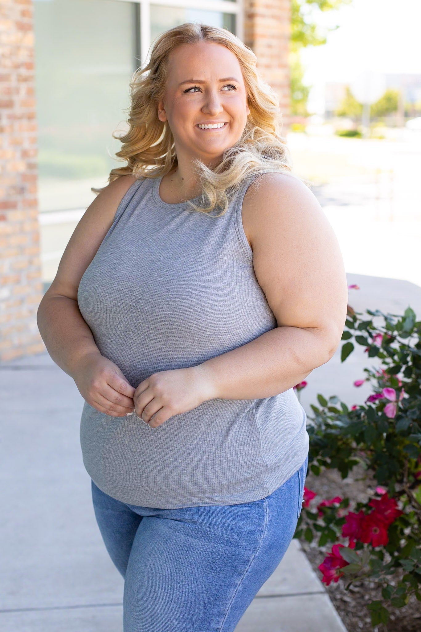 IN STOCK Tara Ribbed Tank - Grey