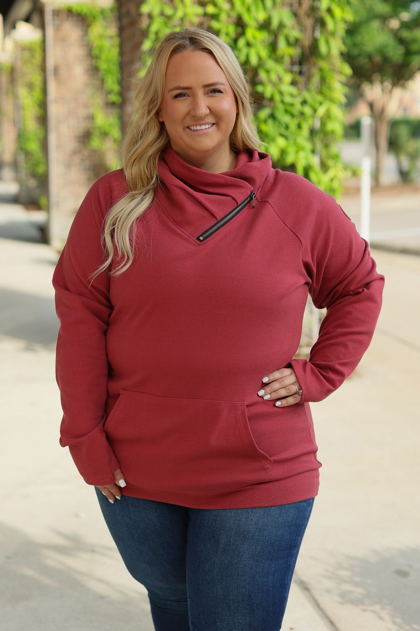 IN STOCK Classic Zoey ZipCowl Sweatshirt - Brick