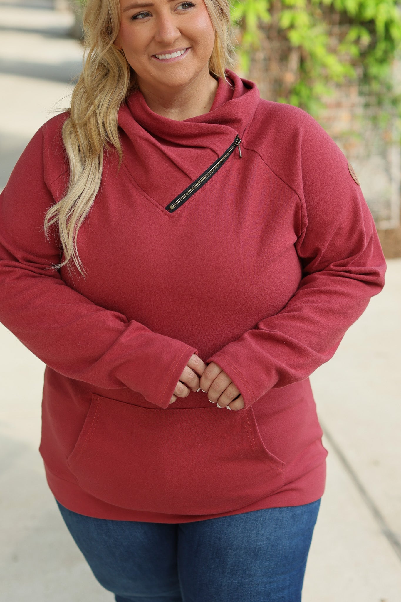 IN STOCK Classic Zoey ZipCowl Sweatshirt - Brick