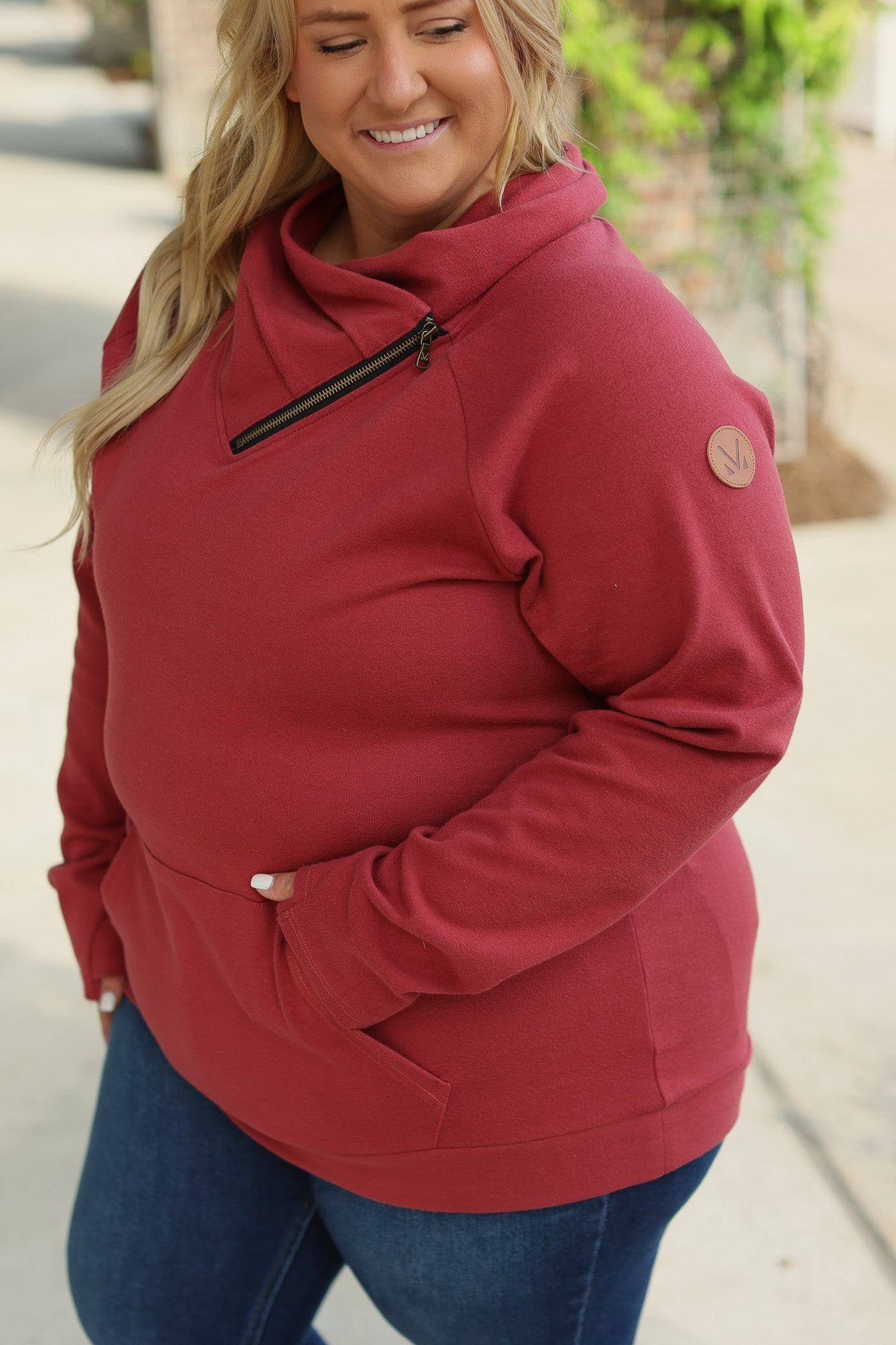 IN STOCK Classic Zoey ZipCowl Sweatshirt - Brick