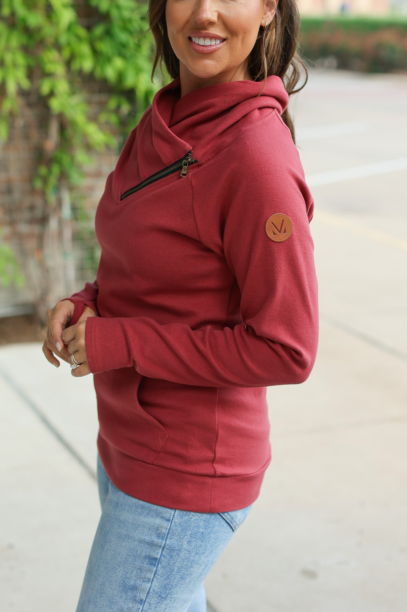 IN STOCK Classic Zoey ZipCowl Sweatshirt - Brick