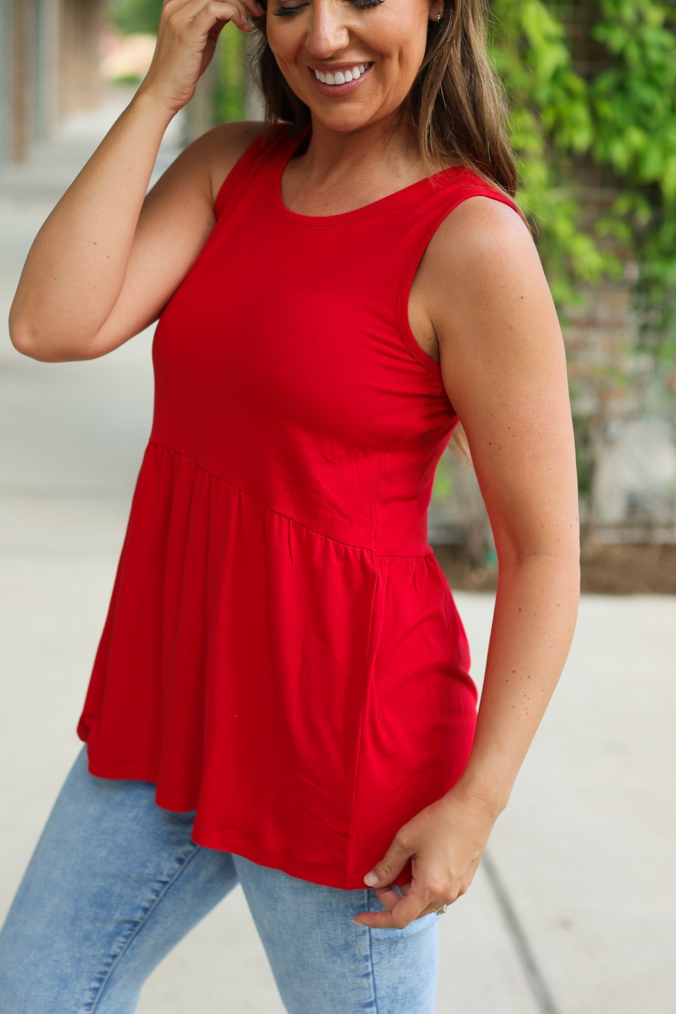 IN STOCK Renee Ruffle Tank - Red