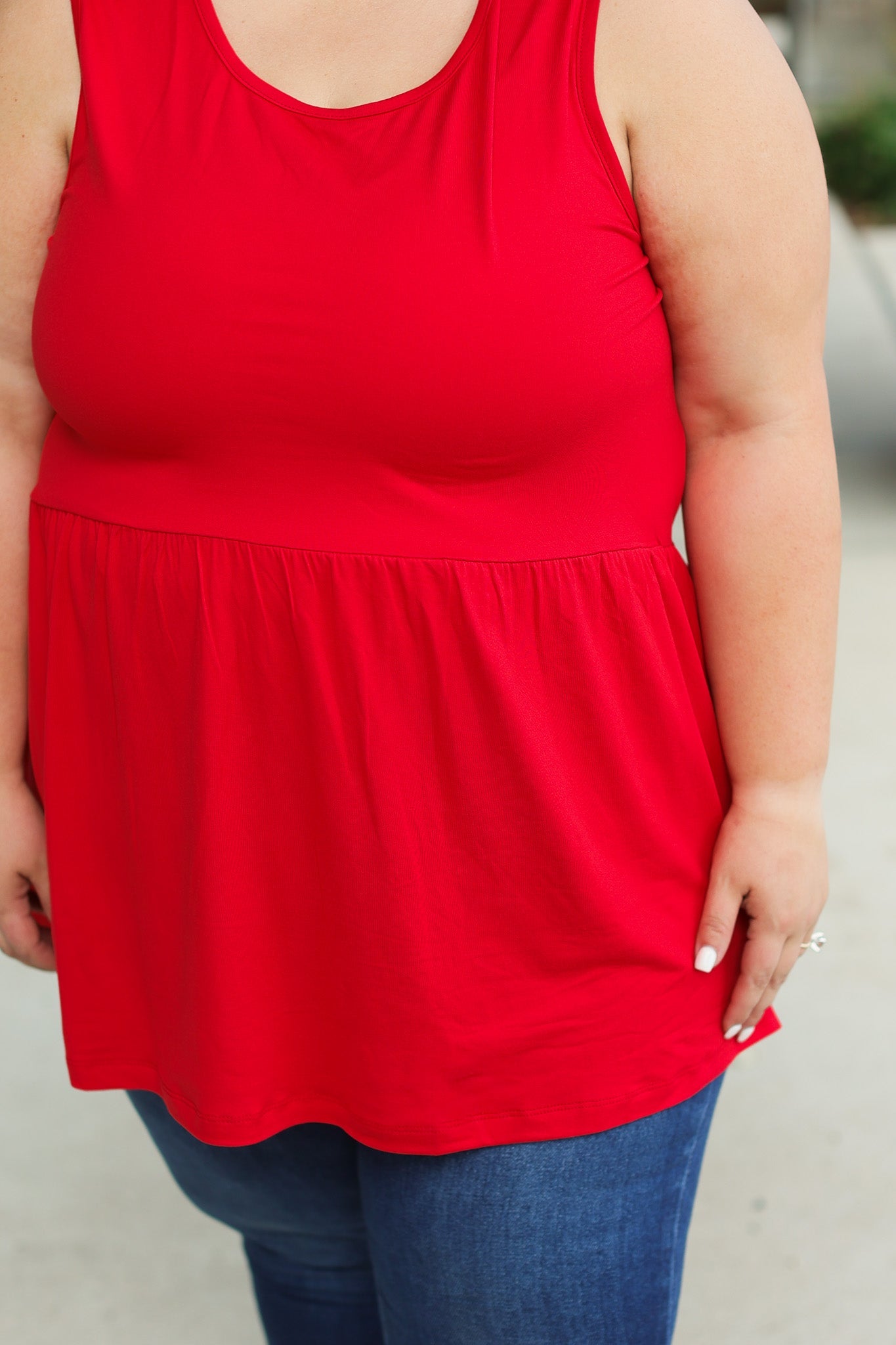 IN STOCK Renee Ruffle Tank - Red