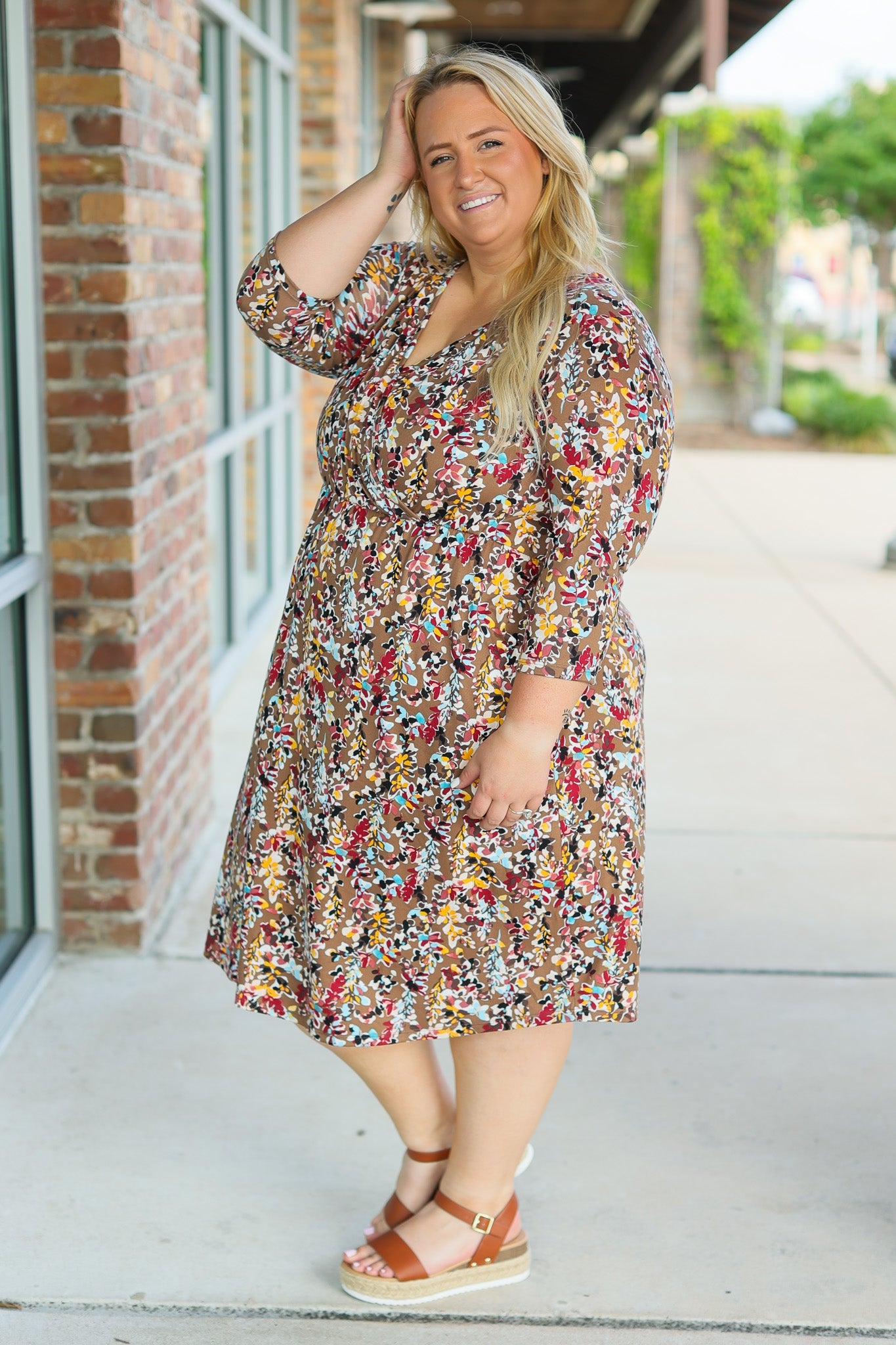 In Stock Taylor Dress in Mocha Floral