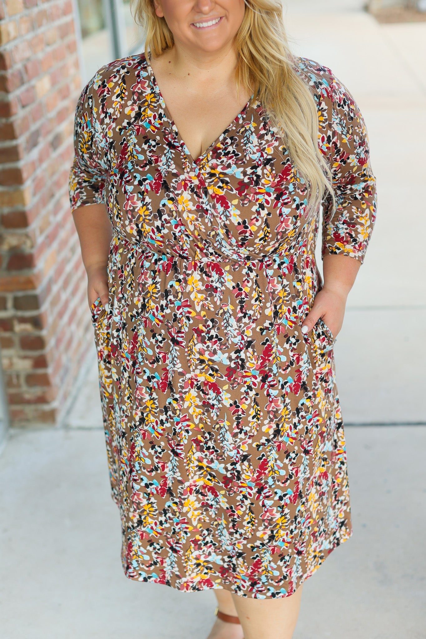 In Stock Taylor Dress in Mocha Floral