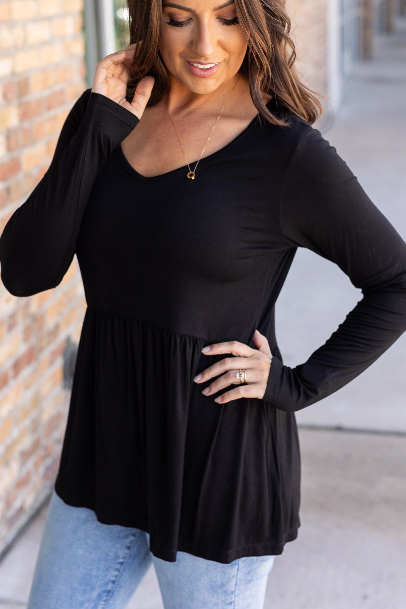 IN STOCK Long Sleeve Sarah Ruffle - Black