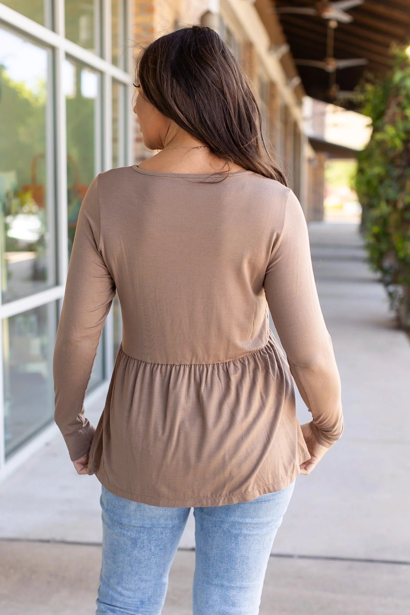 IN STOCK Long Sleeve Sarah Ruffle - Mocha