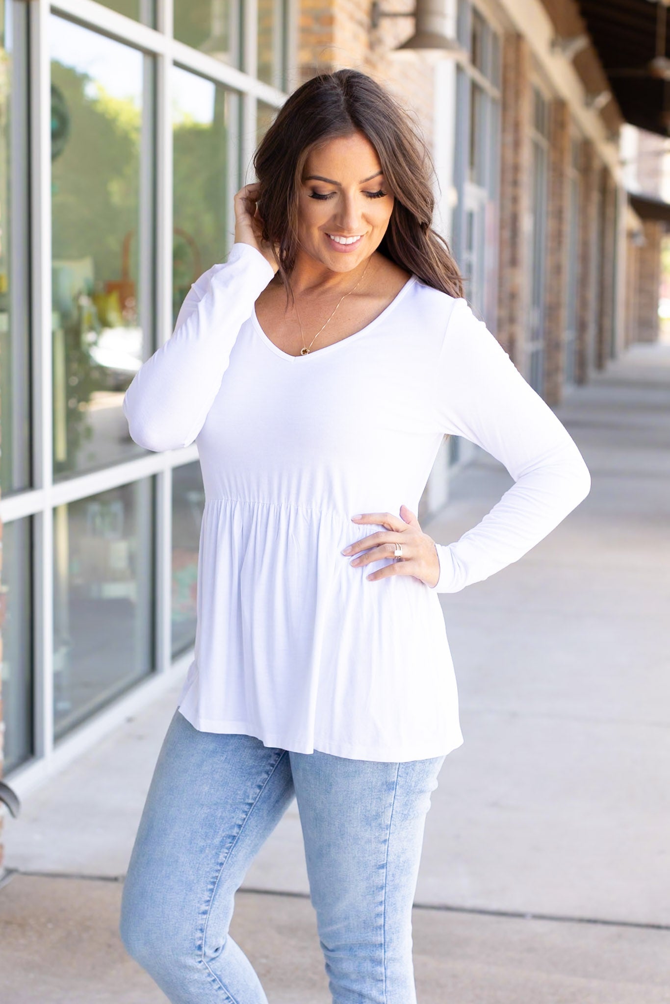 IN STOCK Long Sleeve Sarah Ruffle - White