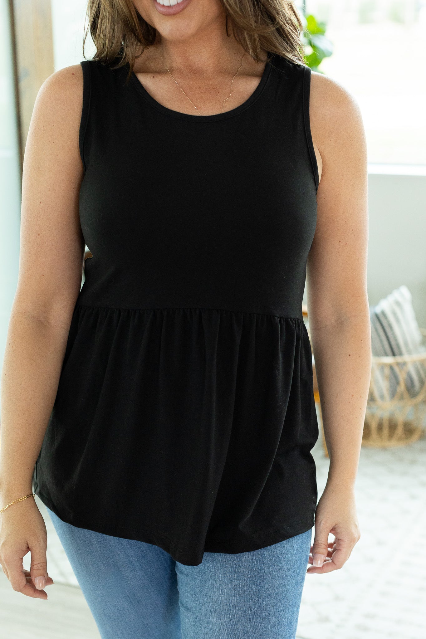 IN STOCK Renee Ruffle Tank - Black