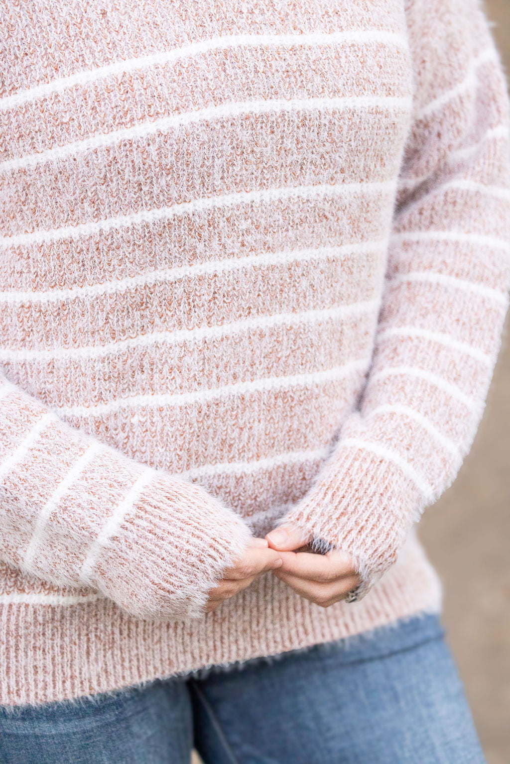 IN STOCK Cozy Striped Sweater - Rust