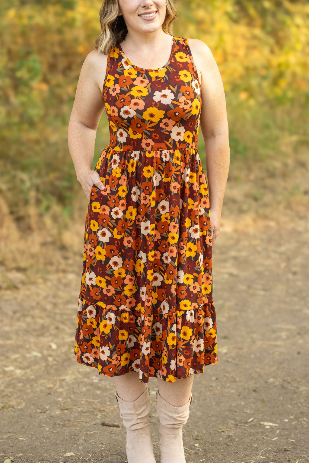 IN STOCK Bailey Dress - Brown Fall Floral