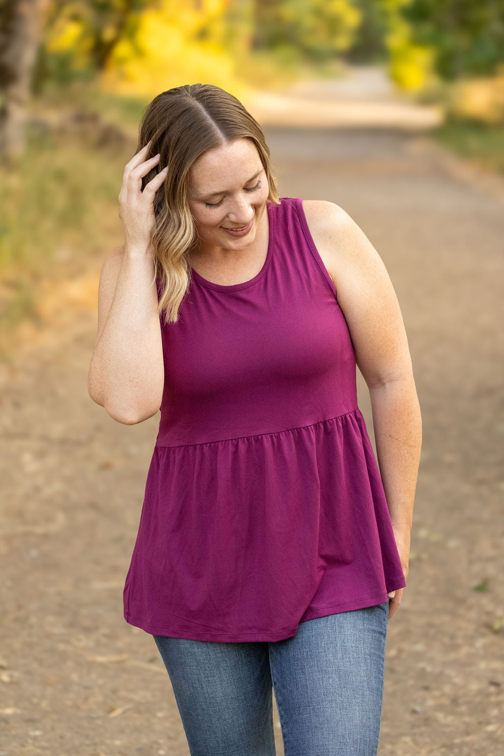 IN STOCK Renee Ruffle Tank - Dark Purple