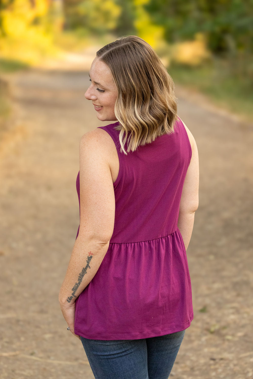 IN STOCK Renee Ruffle Tank - Dark Purple