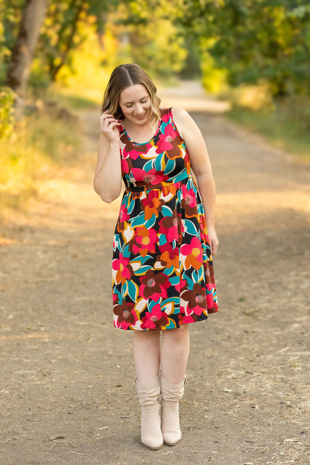 IN STOCK Kelsey Tank Dress - Bold Magenta Floral