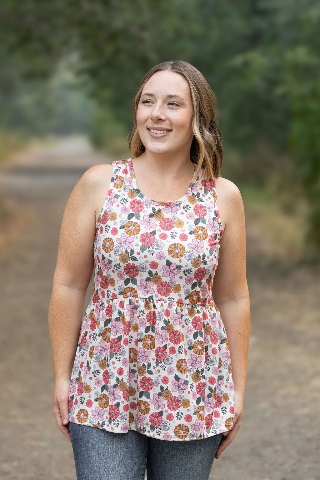 IN STOCK Renee Ruffle Tank - Fall Boho Floral