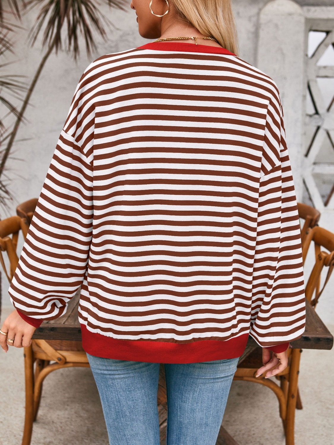 Preorder: Lovelet Contrast Striped Oversized Pullover