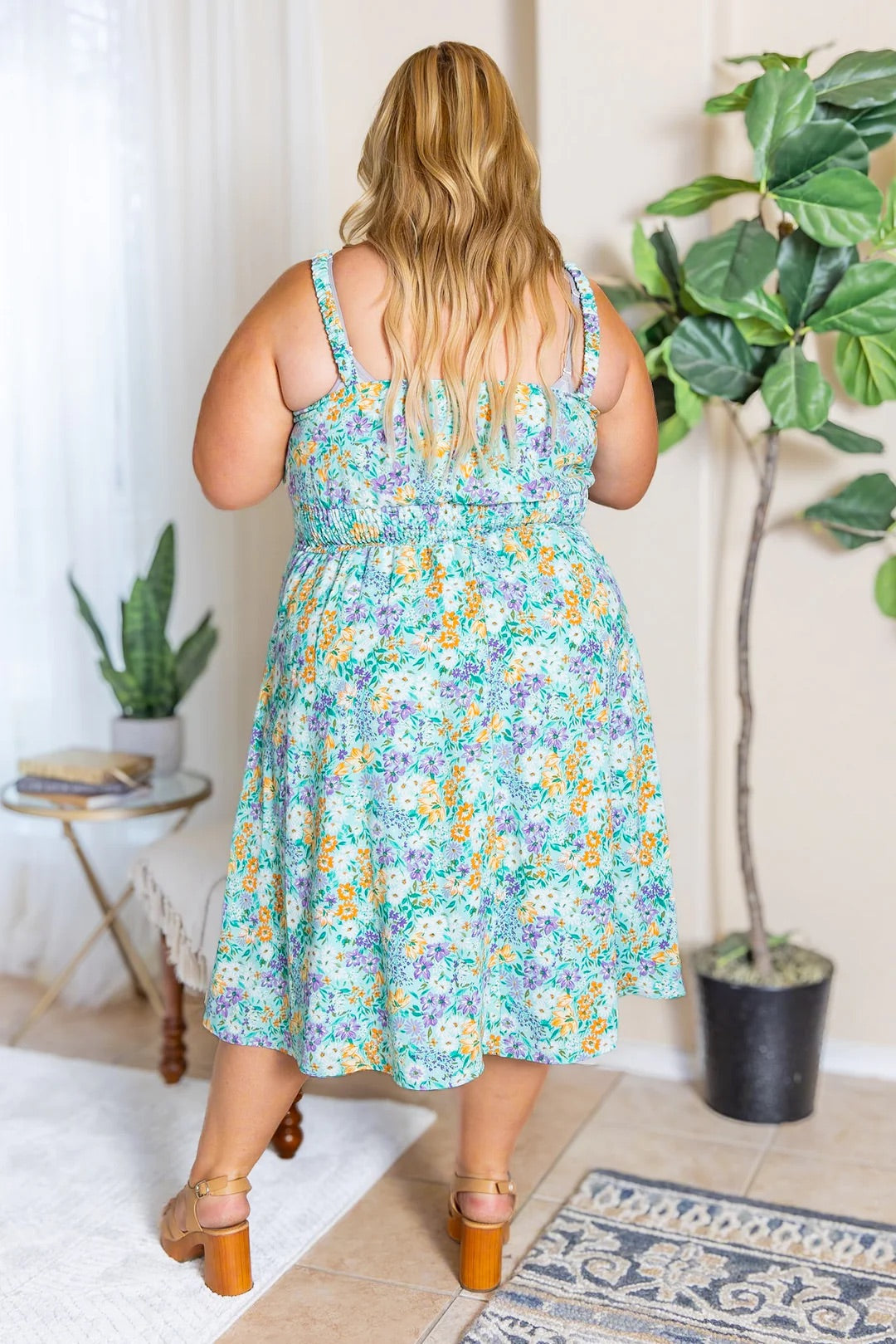 Cassidy Midi Dress - Mint and Lavender Floral