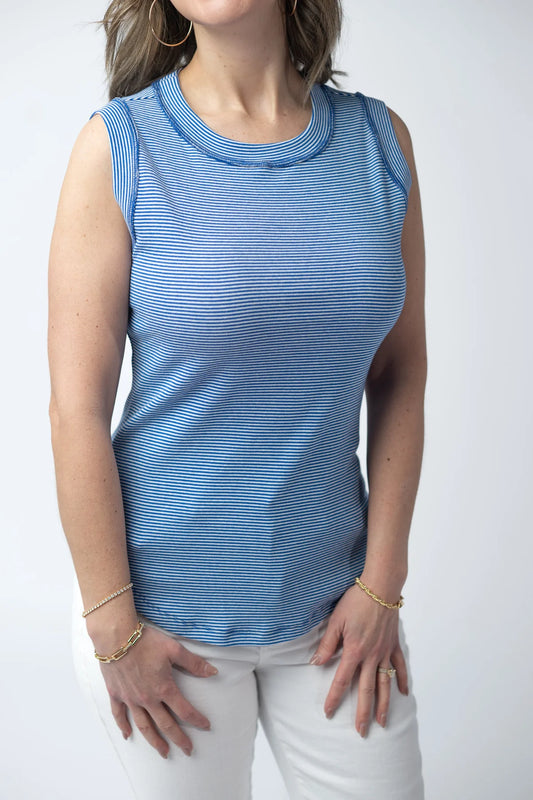 Michelle Mae Morgan Micro Striped Tank - Blue