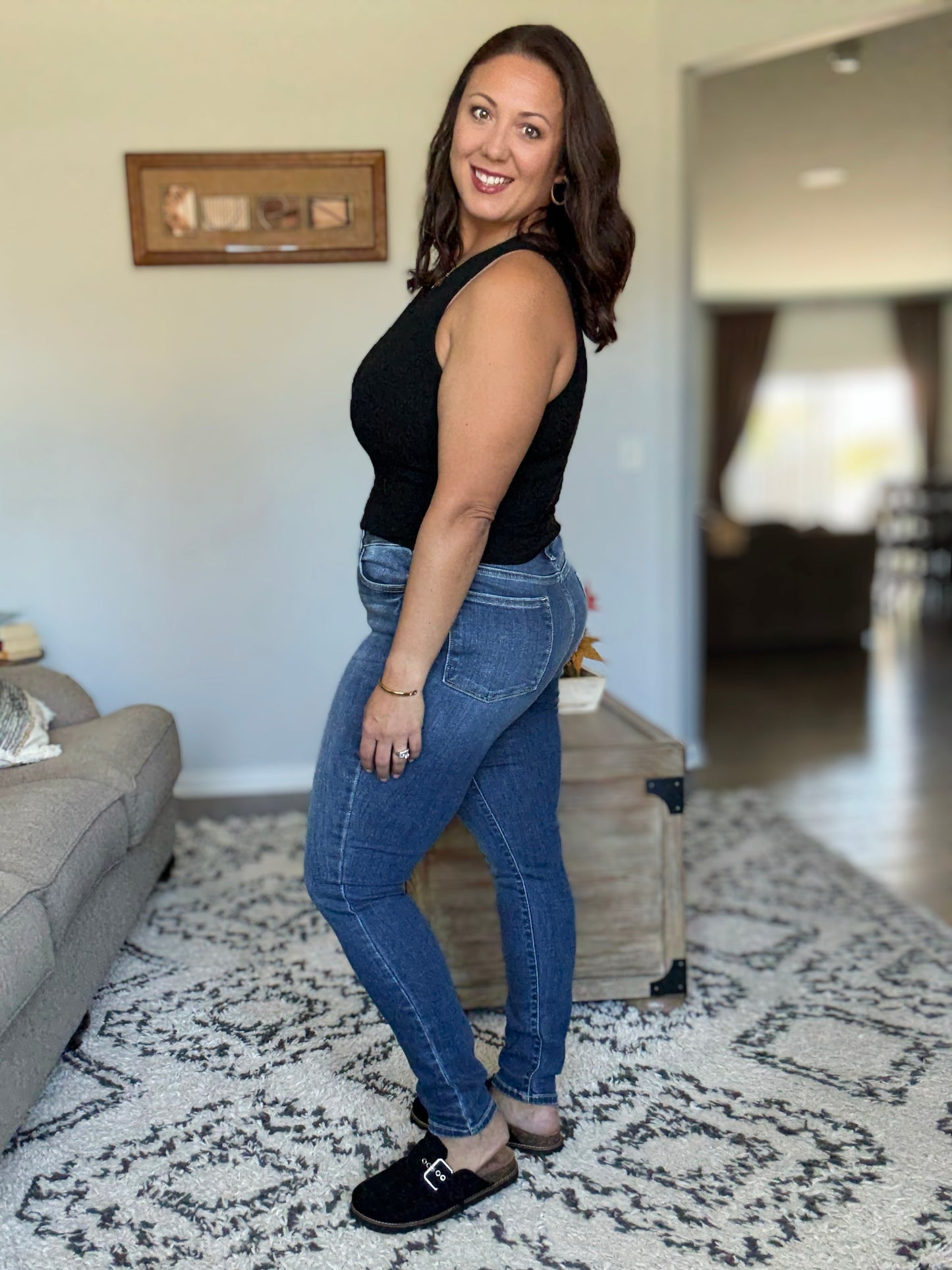 Judy Blue High Rise Button Fly Skinny Jeans in Medium Wash