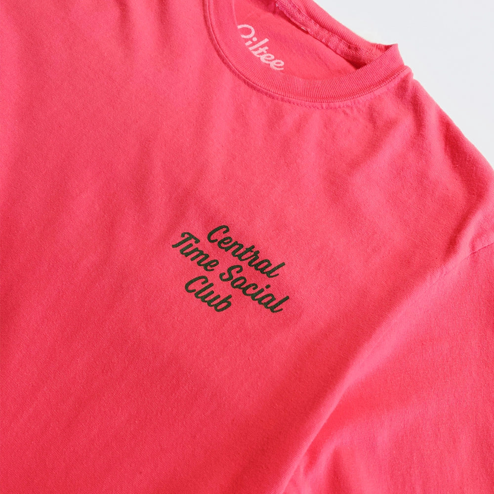 Preorder: Giltee Central Time Script Heavyweight Long Sleeve Tee - Washed Red