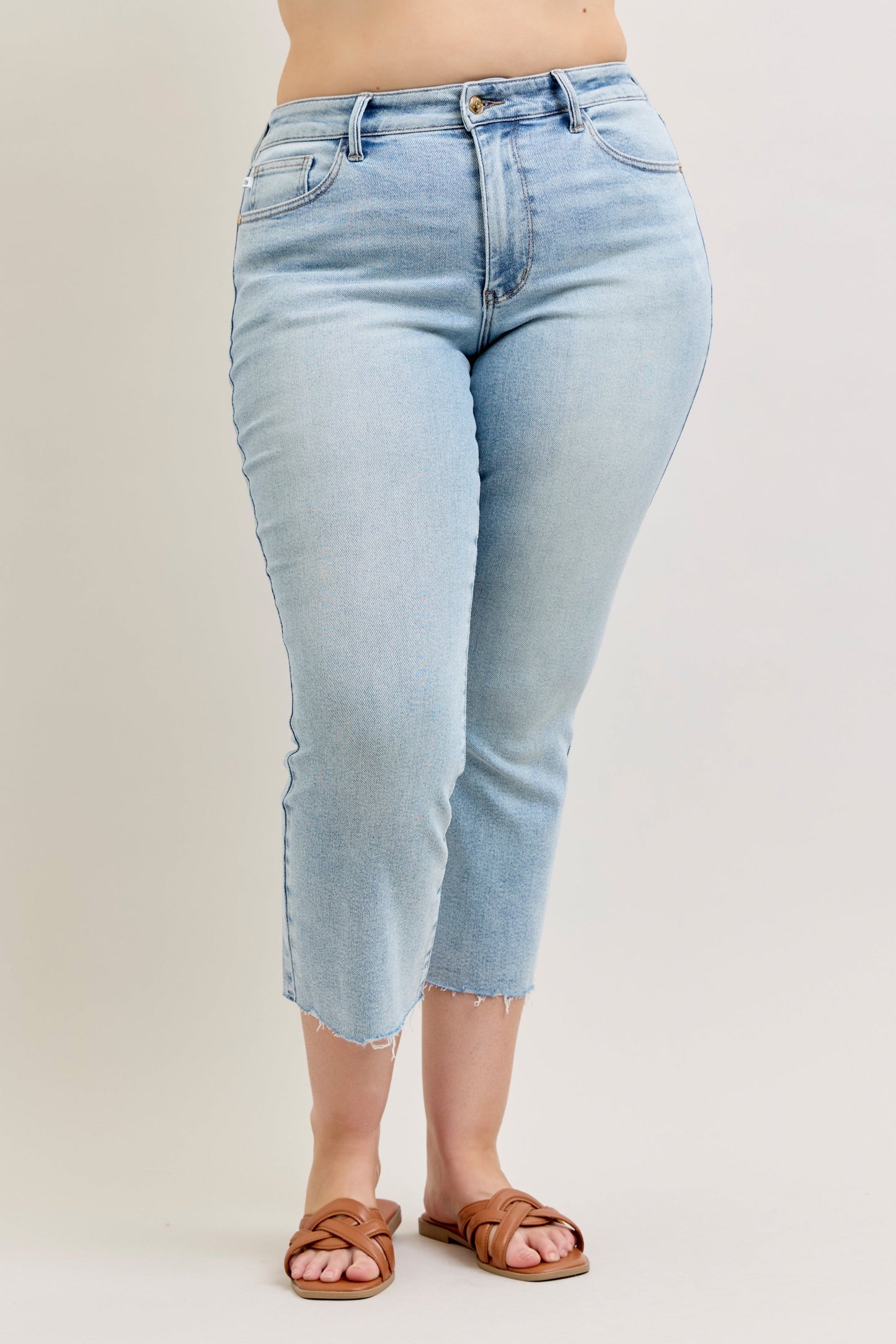 Judy Blue Martha Mid Rise Kick Flare with Raw Hem