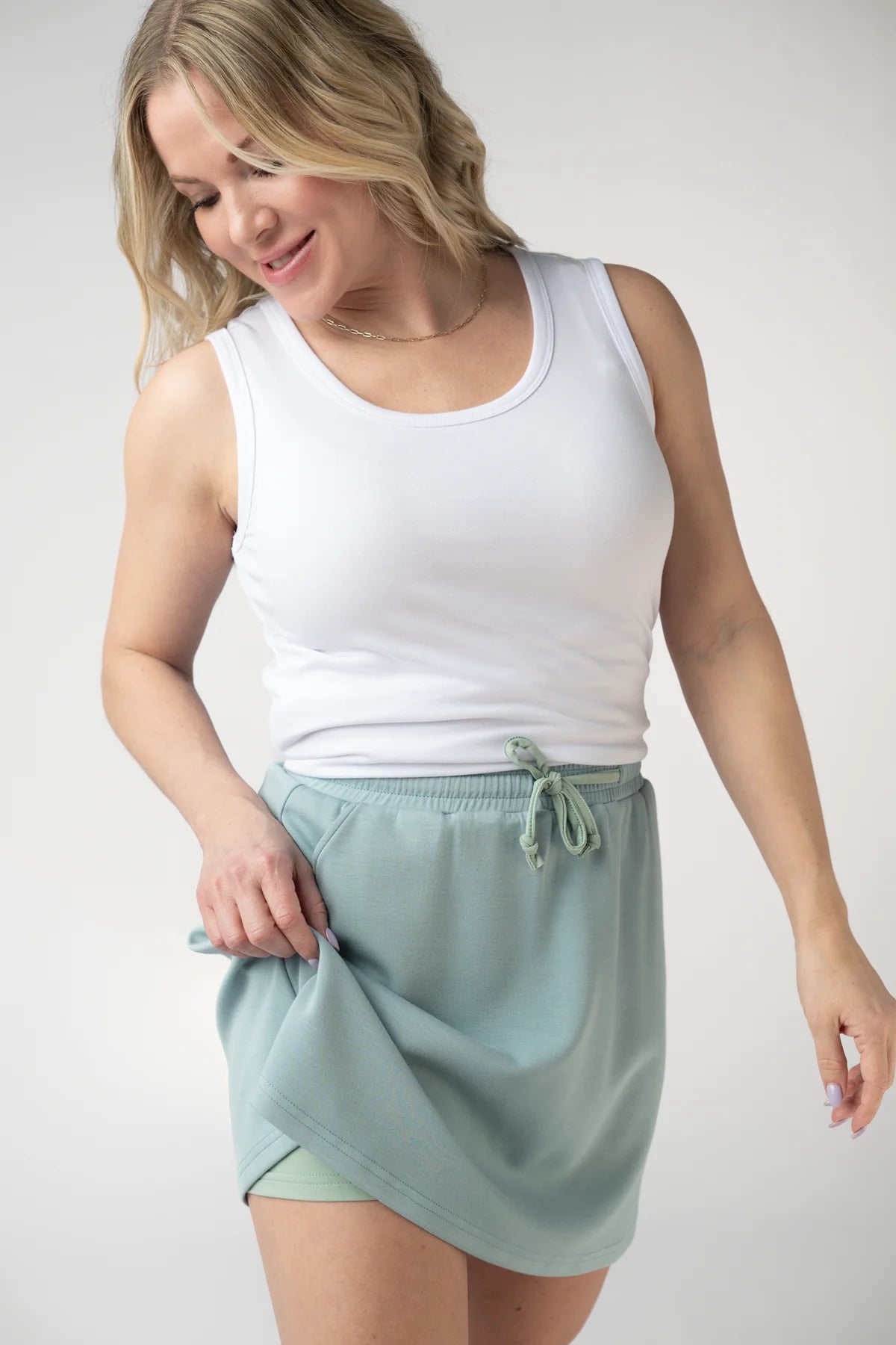 Michelle Mae Serena Luxe Skort -Sea Salt