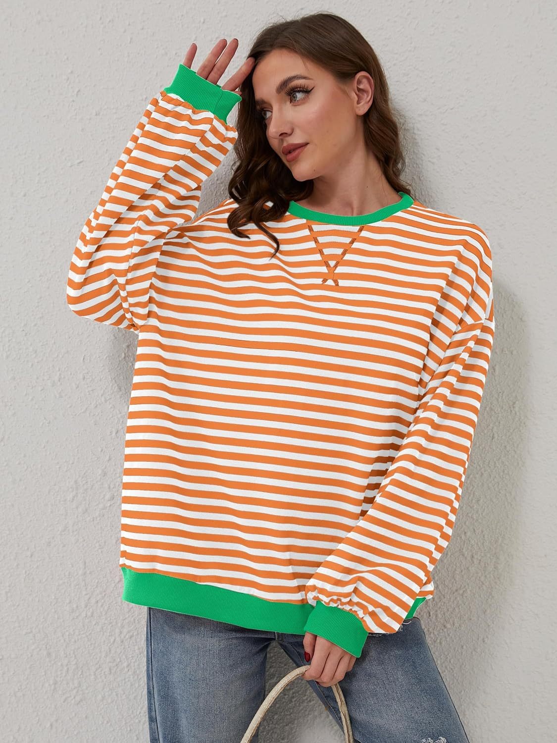 Preorder: Lovelet Contrast Striped Oversized Pullover